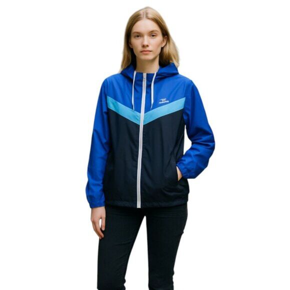 Fila Sport Live in Motion Woman's Large Blue Black Hoodie Windbreaker Full Zip - Picture 1 of 12